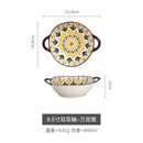 Axyaa Japanese Ceramic Binaural Soup Bowl Large Salad Bowl Ramen Noodles Dish