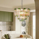 Axyaa Luxury Green Glass Chandelier: Elegant High-end Lighting for Living Room, Bedroom, Hotel