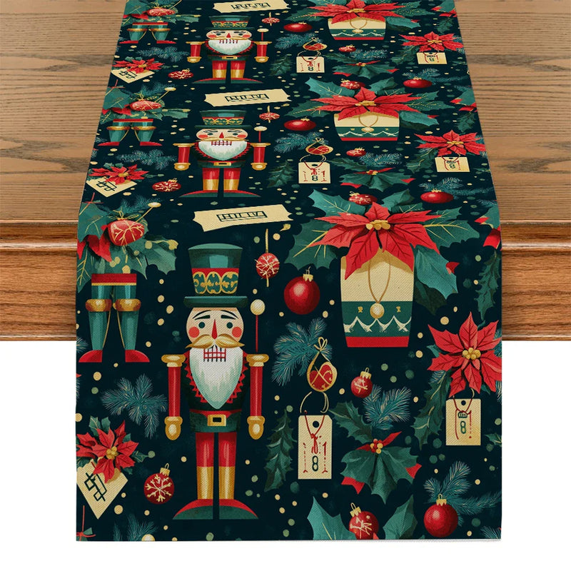Axyaa Christmas Holly Table Runner for Kitchen Home Dining Room Decoration
