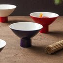 Axyaa High Foot Ceramic Dessert Bowl for Hotel and Restaurant - Artistic Snack Plate