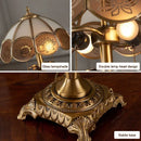 Axyaa Brass Gold LED Glass Table Lamp for Home Study and Bedroom