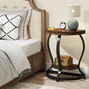 Axyaa Half-Round End Table Set, 2-Tier Wooden Semi Circle Side Table