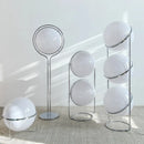 Axyaa Modern Acrylic Floor Lamp Chrome Metal White Round Ball Minimalist Style