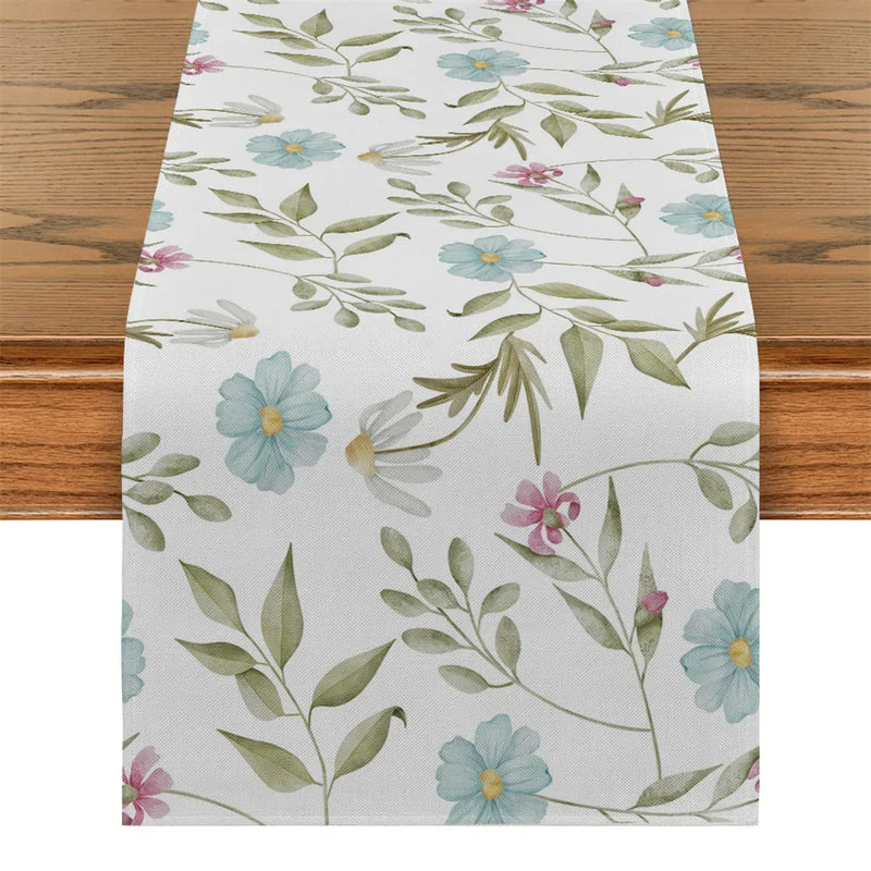 Axyaa Yellow Leaf Plant Table Runner | Chinese Style Floral Table Decor