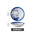 Axyaa Lucky Cat Ceramic Dessert Sauce Dish, Cartoon Design, Water Drop Shape