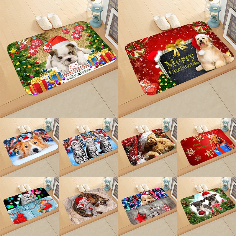 Axyaa Christmas Animal Print Door Mat - Non-Slip Home Decoration