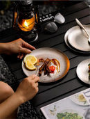 Axya Stainless Steel Dessert Plate Set - Vintage Style Shallow Plates for Dining