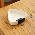 Axyaa Ceramic Dots Triangle Rice Ball Dipping Dish for Hot Pot - Creative and Stylish