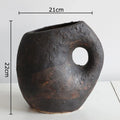 Axyaa Retro Ceramic Vase with Creative Handle for Table Decoration and Flower Arrangement