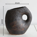 Axyaa Retro Ceramic Vase with Creative Handle for Table Decoration and Flower Arrangement