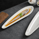 Axyaa White Ceramic Fish Plate for Restaurant and Molecular Cuisine