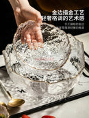 Axyaa 1500ml Glass Bowl Gold-Plated Household Tableware Fruit Dessert Salad Plate