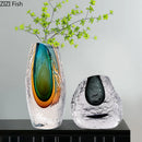 Axyaa Gradient Glazed Glass Vase Hydroponics Flower Pots Modern Home Decor
