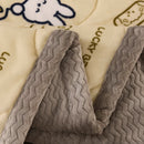 Axyaa Bear Printed Coral Fleece Winter Blanket - Double-layer Milk Velvet
