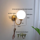 Axyaa Glass Ball LED Wall Light Fixture Gold Brass Base Nordic Bedroom Bedside Lamp