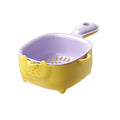Axyaa 2-in-1 Drain Basket & Fruit Cleaner: Double-layer Kitchen Storage Box with Handle