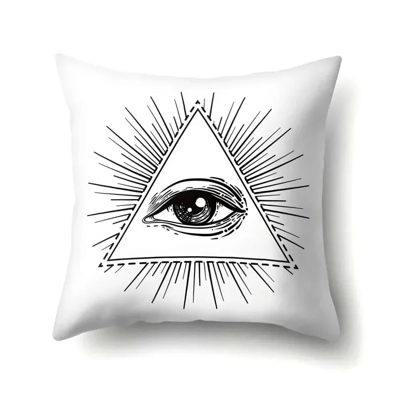 Axyaa Cartoon Eye Pattern Plush Cushion Cover 45x45cm Buddha Head Pillow Cover