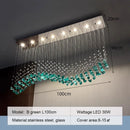 Axyaa Nordic Green Stone Glass LED Pendant Chandeliers for Dining Room