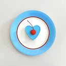 Axyaa Bright Blue Red Line Dining Plate: Elegant French Dish for Your Table
