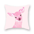 Floral Animal Painting Pillowcase Pink Cat Dog Llama Sofa Cushion Cover Home Decor
