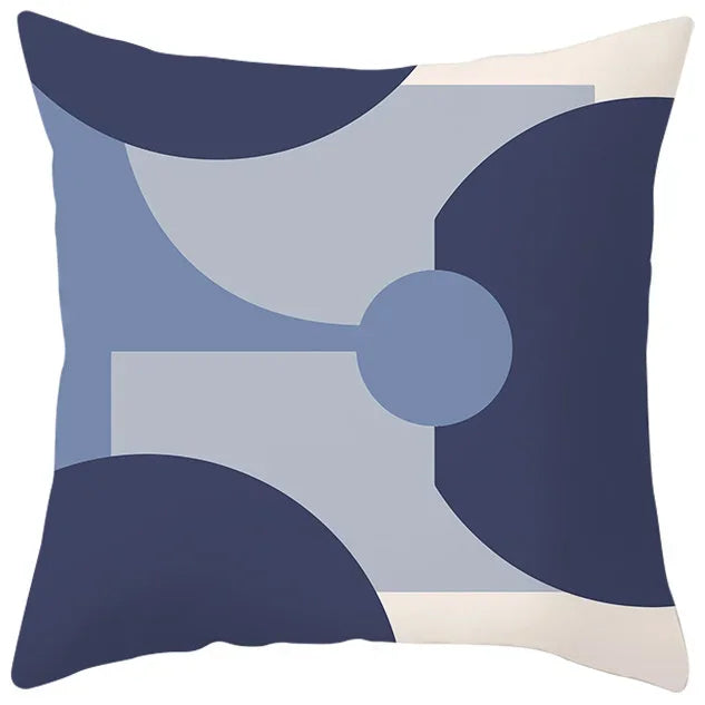 Axyaa Abstract Geometric Pillowcase in Nordic Blue Purple - Peach Skin Fabric