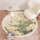 Axyaa Plush Flower Pattern Round Carpet: Soft Bedroom Rug for Living Room Décor