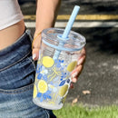Axyaa Butterfly Lemon Water Bottle with Straw Lid, 16oz BPA-Free Cute Cup