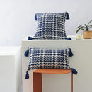 Axyaa Handmade Woven Cotton Tassel Cushion Cover for Home Decor