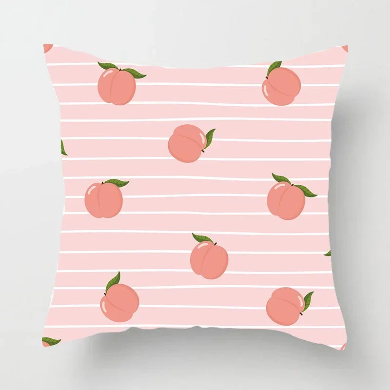 Peachy Pink Pattern Cushion Cover 45X45CM for Sofa Decor by Axyaa