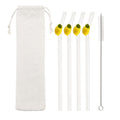Axyaa Lemon Glass Straw Set: Reusable Eco-Friendly Straws for Smoothies, Cocktails