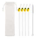 Axyaa Lemon Glass Straw Set: Reusable Eco-Friendly Straws for Smoothies, Cocktails