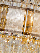 Axyaa Gold Crystal Chandelier: Luxe LED Hanging Lamp for Home Decor