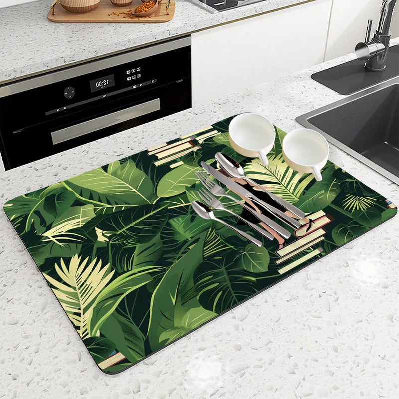 Axyaa Absorbent Non-slip Drain Mat for Coffee Bar and Kitchen Counter