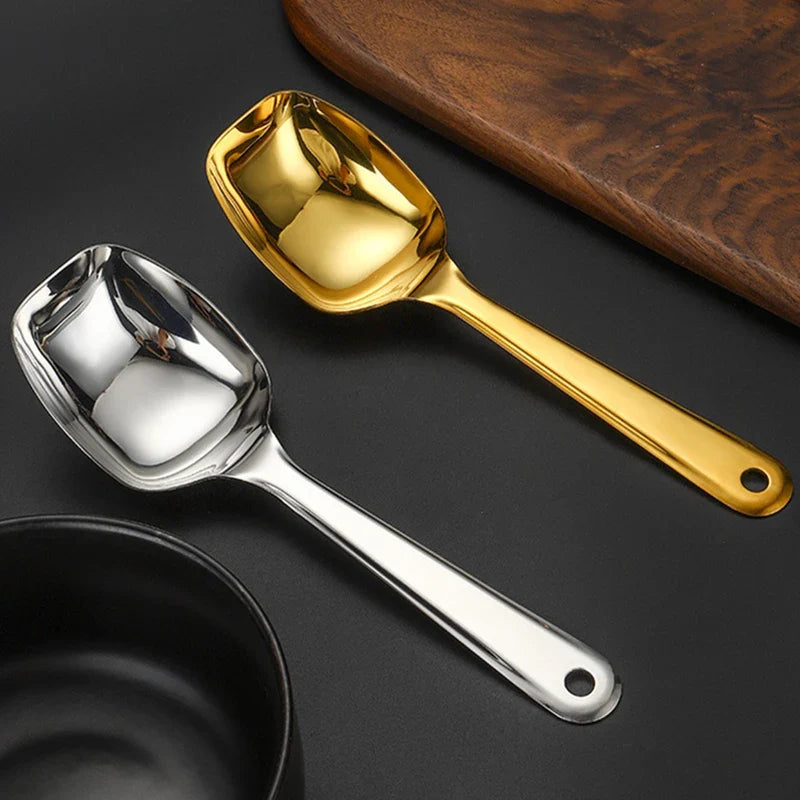 Axyaa Stainless Steel Ice Scoop Shovel with Long Handle, Kitchen Serving Spoon