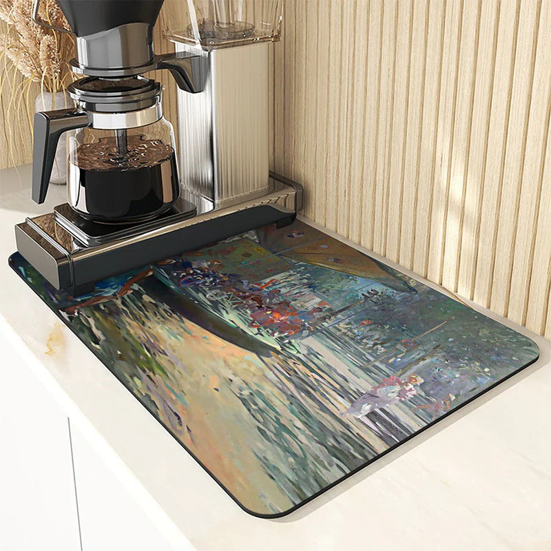 Axyaa Watercolor Buildings Drying Mat