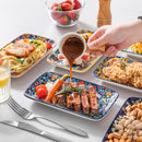 Axyaa 6/12 Piece Porcelain Dinner Plates Set, Bohemian Design, 8.5" Rectangular Serving Plates