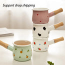 Axya Enamel Coffee Milk Pot Wooden Handle Saucepan Cookware Butter Pan Gas Stove