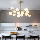 Axyaa Modern LED Glass Ball Chandelier in Gold/Black