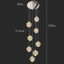 Axyaa Crystal Chandelier Stair Pendant - Modern Living Room Lighting