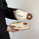 Axyaa Ceramic Latte Cup & Plate Set, Hand-painted Design for Afternoon Tea