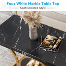 Axyaa Rectangle 2-Tier Faux Marble Wood Coffee Table