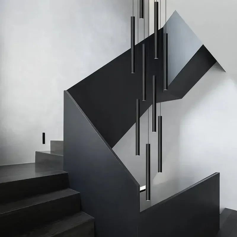 Axyaa Tubular LED Stair Chandelier for Duplex Building Villa Loft Lighting