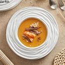 Axyaa White Ceramic Water Wave Soup Plate - Restaurant Tableware