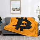 Axyaa Bitcoin Velvet Print Throw Blanket for Sofa, Car, or Bed - Super Soft Blockchain Blanket