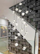 Axyaa Modern Crystal Staircase Chandelier: Luxury Indoor Hanging Lighting.