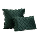 Velvet Green Pompom Throw Pillow Covers - Elegant Axyaa Cushion Case for Christmas Home Decor