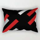 Axyaa Patchwork Stripe Polyester Cushion Cover, Classic Black Red Series, Geometric Design