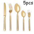 Axyaa Stainless Steel Cutlery Set, 5pcs Steak Fork Knife Spoon for Banquets