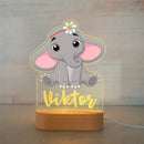 Axyaa Acrylic USB NightLight with Custom Name, Animal Design for Kids' Bedroom Décor