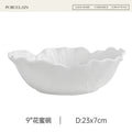 Axyaa Pure White Ceramic Cabbage Relief Bowl for Fruits and Salad